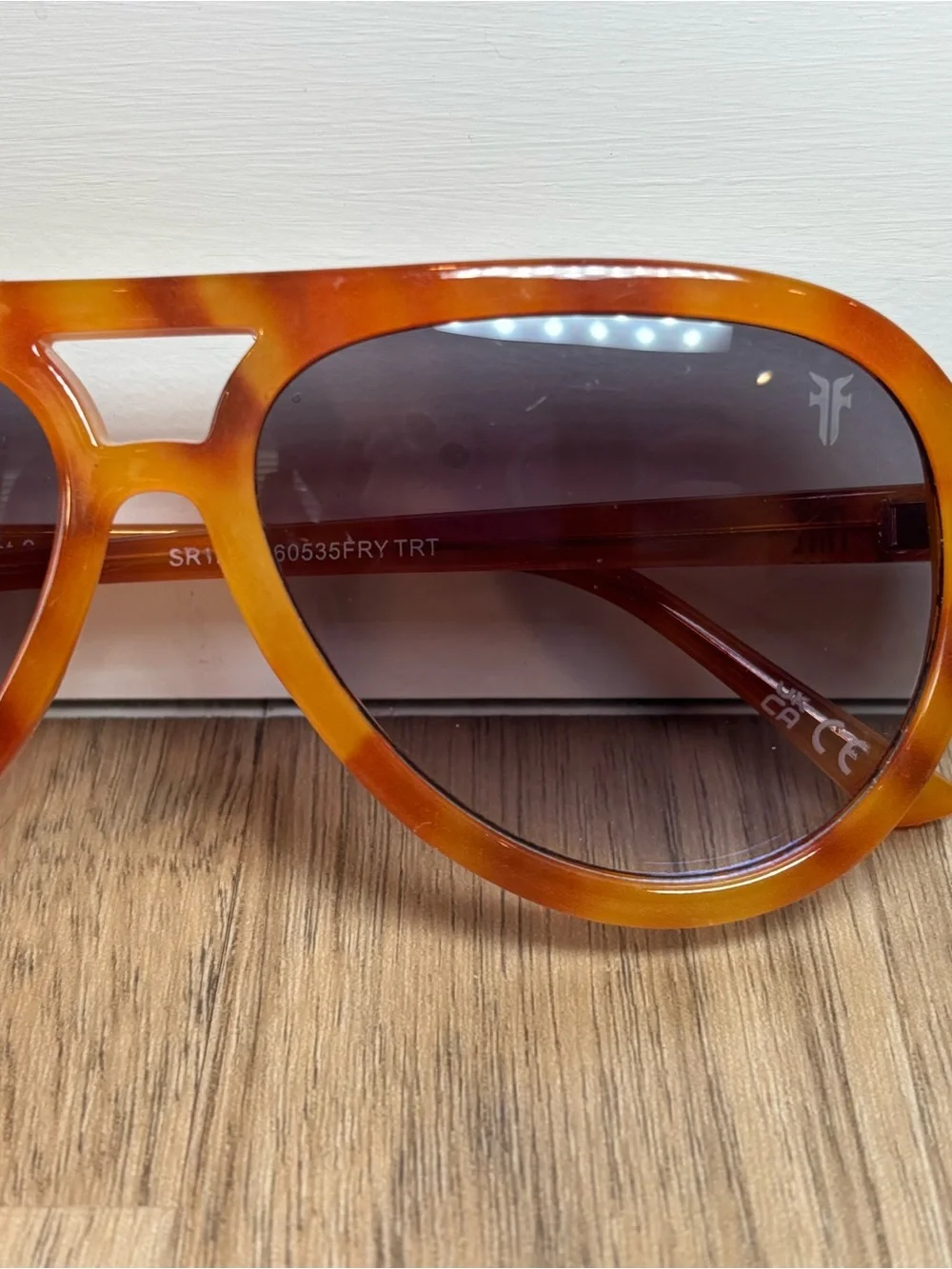 Frye Brown Tortoise Aviator Sunglasses with Gold Temples NWT Reagan Tort Sunglasses | The Frye Company main image 4